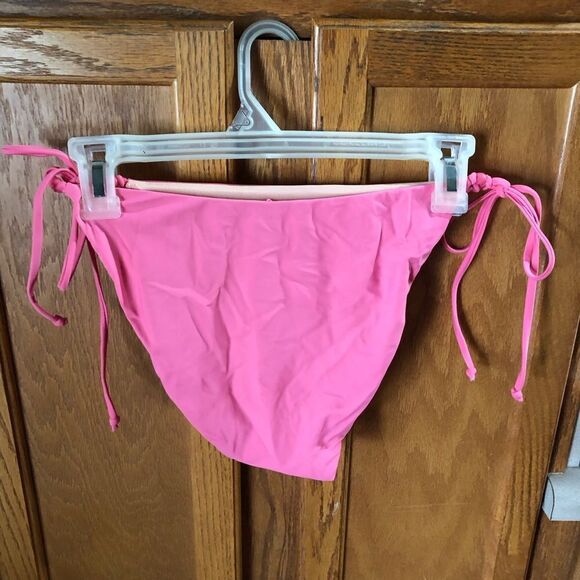 J Crew Pink Curved Waist Cheeky String Bikini Bottom w/Beads - L - Picture 6 of 10